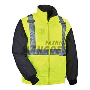 Premium Standard Reflective Bomber <b>Jacket</b> <b>High</b> <b>Visibility</b> Outer Rain Shell Thermal Fleece Zip-Off Sleeves Canvas Quick Dry <b>High</b> - Product Image 3
