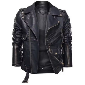 Best Selling Hot Sale <b>Genuine</b> Black <b>Leather</b> Motorbike <b>Jacket</b> Custom-Made New Fashion Heavy Duty <b>Leather</b> Motorcycle Winter <b>Jacket</b> - Product Image 3
