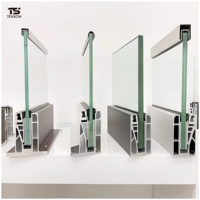 TENSON Garde-corps moderne en aluminium en forme de U - Balustrade en verre sans cadre avec système de base en U à LED pour appartement et balcon