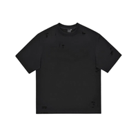 T-shirt unisexe décontracté streetwear surdimensionné, déchiré et vieilli, 100 % coton écologique, séchage rapide, anti-UV, avec logo personnalisé, haute qualité