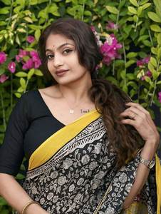 Bloque de mano tradicional impreso tela de algodón puro Color negro rico Pallu trabajo verano comodidad Fancy Saree con blusa de punto - Product Image 3