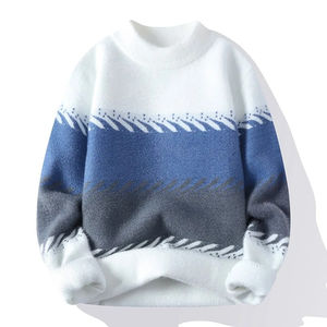 High Quality 100% Wool Knitted Breathable Anti-Shrink Anti-Pilling Warm Winter Men's Drop Shoulder <b>Pullover</b> <b>Sweater</b> Front Logo - Product Image 5