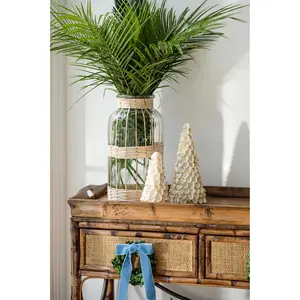 Mesa de Bar de ratán envejecido Obra maestra Mesa de ratán de dos niveles para exhibir la colección de licores - Product Image 6