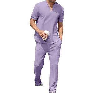 Ensemble de survêtement décontracté pour homme, de haute qualité, personnalisé, été, deux pièces, respirant, t-shirt à manches courtes, pantalon, jogging - Product Image 5
