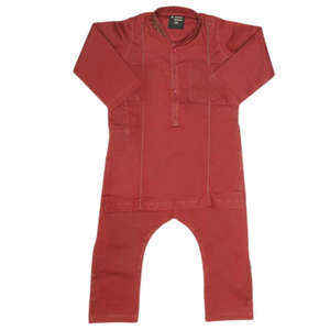 Shalwar Kameez brodé pour garçons - Bordeaux - Product Image 3