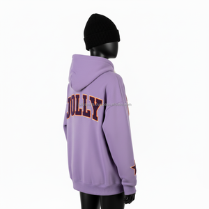 Qualité supérieure 320 GSM sweat à capuche pour femme tissu polaire doux couleur lilas Chenille brodé Logo personnalisé basiques pour femmes sweats à capuche - Product Image 5