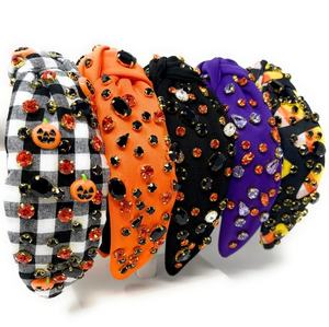 Serre-tête de luxe en tissu perlé à la main pour Halloween, avec strass et motif maïs sucré, rembourré, accessoires de mode festifs pour cheveux, pour femmes - Product Image 5