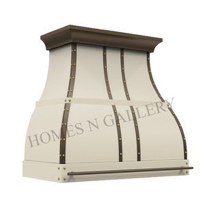 Hotte de cuisine moderne personnalisée en acier inoxydable, forme courbe, style farmhouse, murale, extracteur de fumée OEM - Product Image 1