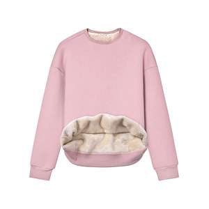 Sudadera de cuello redondo con patrón sólido para mujer Oem Service Woven Poliéster/Algodón para la temporada de otoño - Product Image 4