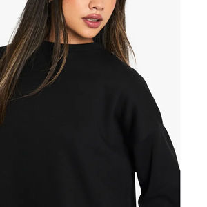 Sudadera ecológica con capucha y cuello redondo para mujer de invierno con logotipo personalizado OEM mezcla de algodón pesado negro forro polar a granel - Product Image 4