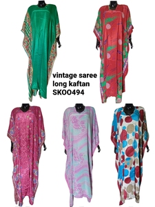 Robe en soie de style bohème XXL pour femmes longue sans manches avec décoration en dentelle et gland nettoyage à sec décontracté requis - Product Image 2