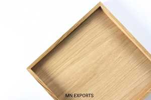 Plateau rectangulaire en bois fabriqué à la main Vaisselle élégante en bois naturel Plateau de service rustique Design minimaliste - Product Image 2