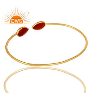 Pulsera de Ónice Rojo con Baño de Oro, Joyería de Moda, Brazalete de Plata 925, Colección Clásica al por Mayor - Product Image 3