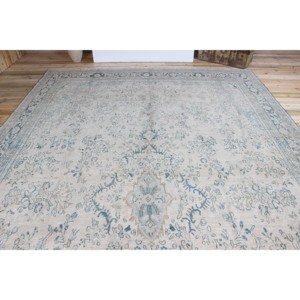 Alfombra Vintage de 10x16.8 pies, Alfombra Turca Extra Grande, Alfombra Azul con Diseño Floral - Product Image 4