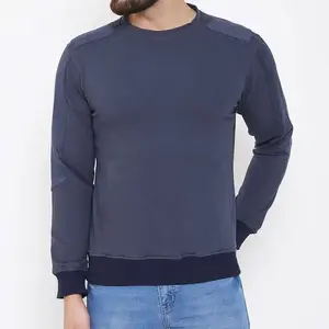 2024 Slim Fit 100 % Baumwolle individuell hergestellt blau schlicht solide Farbe atmungsaktiv Fleece Herren schnell trocknende Sweatshirts