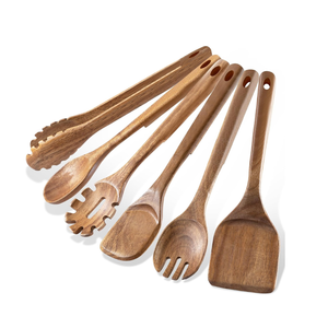 Wholesale Natural Acacia <b>Wooden</b> Utensils Kitchen Set <b>Cooking</b> <b>Wooden</b> <b>Spoons</b> with Hanging Hole Best Price from Vietnam - Product Image 3