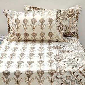 ผ้าปูที่นอนคู่แบบดั้งเดิมในขนาดคิงไซส์แบบข้อต่อฟรีไซส์108x108นิ้วผ้าฝ้ายทอลายทแยงสีชมพูลายดอกไม้หลากสี - Product Image 3