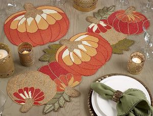 Mantel Individual con diseño de calabaza, cuentas de vidrio, alfombrillas impresionantes, almohadillas para mesa de comedor, fiestas de boda, eventos especiales de Año Nuevo, otras ocasiones - Product Image 6