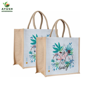 Bolsa de compras plegable con logotipo y diseño personalizados, hecha de yute, 100% ecológica. - Product Image 4