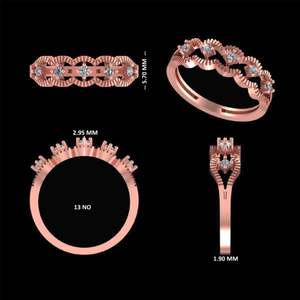 Anillo de Oro Rosa de 14K con Diamantes de Fantasía para Mujer, Estilo Vintage, Piedra Preciosa para Boda, Compromiso, Aniversario, Regalo o Fiesta - Product Image 2