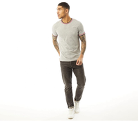 Klasik Özel %100 Pamuklu Örme Ringer Tişört Retro Kontrast Şeritli T-Shirt Karakter Baskısız Tasarım Toptan Promosyon İçin