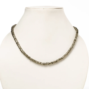 Pyrite Heishi Pneu Perles Collier Pyrite Naturelle Pierres Précieuses Heishi Perle Collier Minimaliste À La Main Perlé Collier Ras Du Cou - Product Image 6