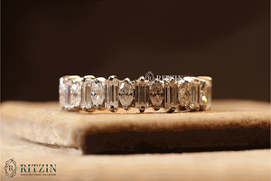 Exclusivo para mujer 1,78 TCW Moissanite Baguette y marquesa forma media eternidad boda banda joyería regalo para ella - Product Image 6