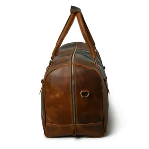 Sac de sport de luxe en cuir Weekender fait à la main et durable avec logo OEM personnalisé fermeture à glissière sac de voyage - Product Image 2