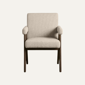 Silla de Comedor Moderna Tapizada en Madera de Teca Sólida con Asiento de Tela, Silla de Comedor Contemporánea de Madera para Hogar, Restaurante, Cafetería - Product Image 2