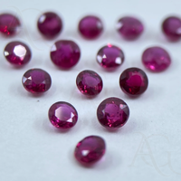 Rubis naturel en gros, forme ronde facettée, pierre précieuse non montée traitée thermiquement pour la fabrication de bijoux, petite taille