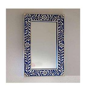 Espejo de Pared Hecho a Mano con Incrustaciones de Hueso de Color Amarillo de Lujo con Diseño Geométrico, Espejo Artesanal para Decoración de Dormitorio y Sala de Estar - Product Image 6