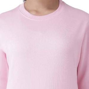 2023 Women's Casual Sweatshirt Long Sleeve Sports Pullover <b>Crewneck</b> 100% Cotton Fleece New Style Autumn Winter Embroidered Pink - Product Image 3