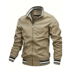 Custom Men's Casual Bomber Jacket Solid Color Breathable Waterproof Coated Hooded Outdoor Sports Jacket - Product Image 2