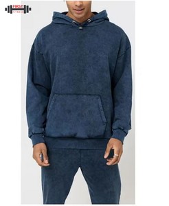Último diseño de alta calidad de color sólido lavado ácido con capucha 100% algodón chándales ropa deportiva Jogging conjunto de dos piezas Casual para hombre - Product Image 1
