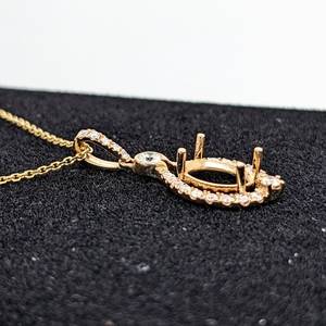 Pendentif en argent sterling 925 massif 9x7mm ovale classique semi-monté avec base de sertissage en pierre vierge avec CZ Wedding Wear Fine Jewelry - Product Image 3