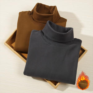 Pull d'hiver pour homme, épais et chaud, décontracté, coupe ajustée, manches longues, col montant, t-shirts, 400g, polaire, sweat à capuche - Product Image 4