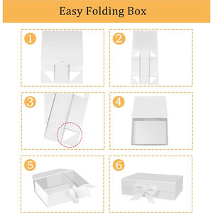 Caja de regalo magnética blanca de 10,5 "X7.5" X3.1 "con tapa y cinta para regalos de cartón, portátil y de estilo clásico - Product Image 3
