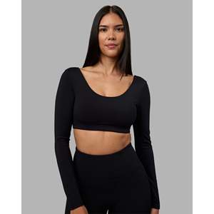 Sujetador deportivo de yoga de manga larga con estampado Aria, top deportivo ligero de algodón acolchado sin costuras, talla grande - Product Image 1