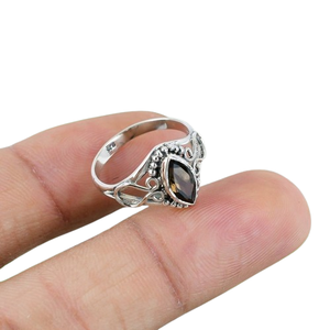 Clásico mejor diseño anillo de cuarzo ahumado Natural anillo hecho a mano 925 sólida plata esterlina 925 Plata estampada joyería de plata hecha a mano - Product Image 1