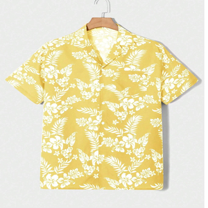 Chemise hawaïenne pour homme, coupe décontractée, sans repassage, manches courtes, logo personnalisé, été, cool, boutonnée, vacances tropicales, plage - Product Image 2