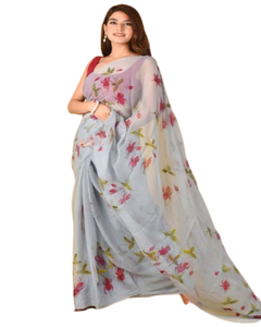 ผ้าส่าหรีผ้าฝ้ายแฟนซีสำหรับเจ้าสาวชั้นสูง สไตล์สัมธิรกะ/วาสธร คาลาส สำหรับฤดูร้อนและฤดูหนาว แบบกลับด้านได้ แห้งเร็ว ไม่ยับ สำหรับงานแต่งงานแบบอินเดีย - Product Image 1