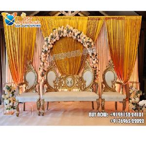 Diseño francés Roka Ceremonia Conjunto de sofá nupcial Impresionante boda Escenario Pareja Sofá Conjunto Diseño de lujo Recepción Escenario Sofá Conjunto - Product Image 1