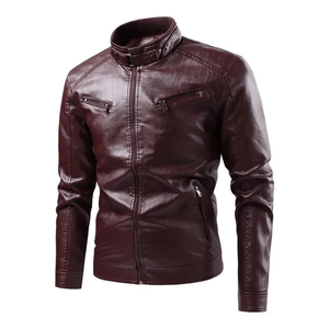 Veste de moto personnalisée de haute qualité en cuir imperméable avec fermeture éclair pour hommes décoration brodée - Product Image 4