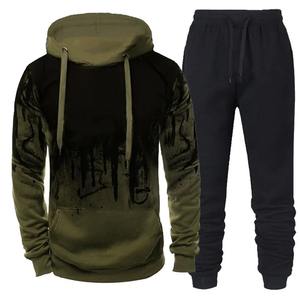 Autumn Winter Trending 3D <b>Ink</b> Camouflage Print 100% Cotton Breathable Tracksuits Men 2-Piece Set Hood Pant Embroidered Sports - Product Image 1