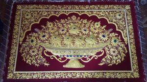Tapis de luxe avec broderie Zardozi en or du Cachemire, décoration murale, lavable - Product Image 6