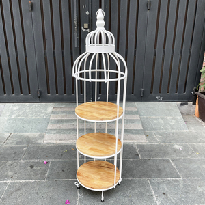 KTB68086 3-Tier Bird Cage Display <b>Shelf</b> Wall & Display <b>Shelves</b> with Iron Frame - Product Image 4