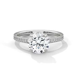 Anillo de Compromiso con Diamante Cultivado en Laboratorio de 2 Quilates, Claridad VVS, Solitario con Piedras Laterales, Oro Sólido de 14K, Bañado en Rodio, Certificado IGI - Product Image 1