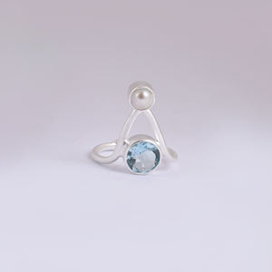 Venta al por mayor 925 joyería de plata hecha a mano Topacio Azul perla anillo de piedras preciosas mujeres diseño personalizado boda fiesta fabricante directo - Product Image 2