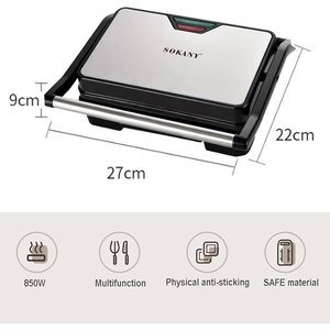 Grill électrique compact 850W antiadhésif avec plaque amovible en PTFE, utilisation intérieure/extérieure pour barbecue domestique - Product Image 4