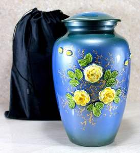 Aluminium Adult Cremation <b>Urn</b> Memorial Container Jar Pot | Cremation <b>Urns</b> | Full Size Standard <b>Urns</b> (Flower) - Product Image 1